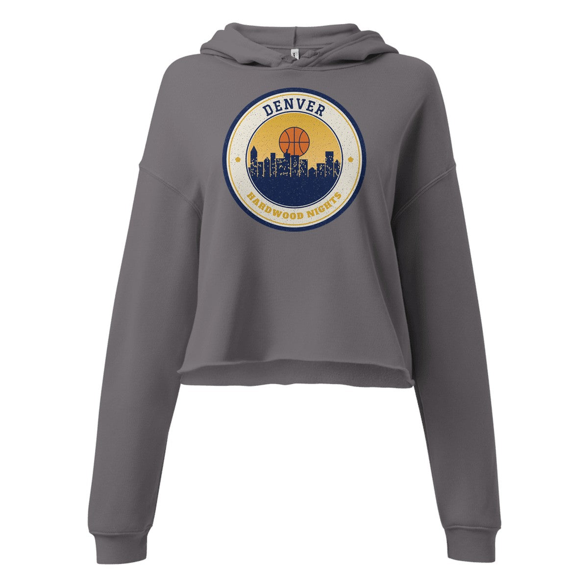 Women's Denver Hardwood Nights Cropped Hoodie in Storm, front view