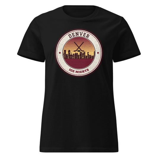 Women's Denver Ice Nights Fitted Tee in Black, front view
