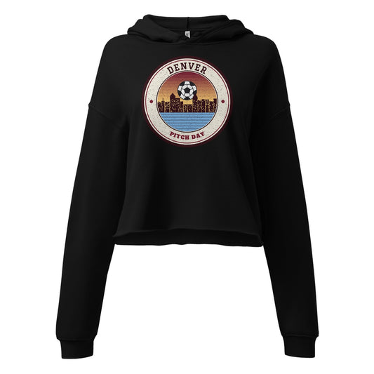 Women's Denver Pitch Day Cropped Hoodie in Black, front view