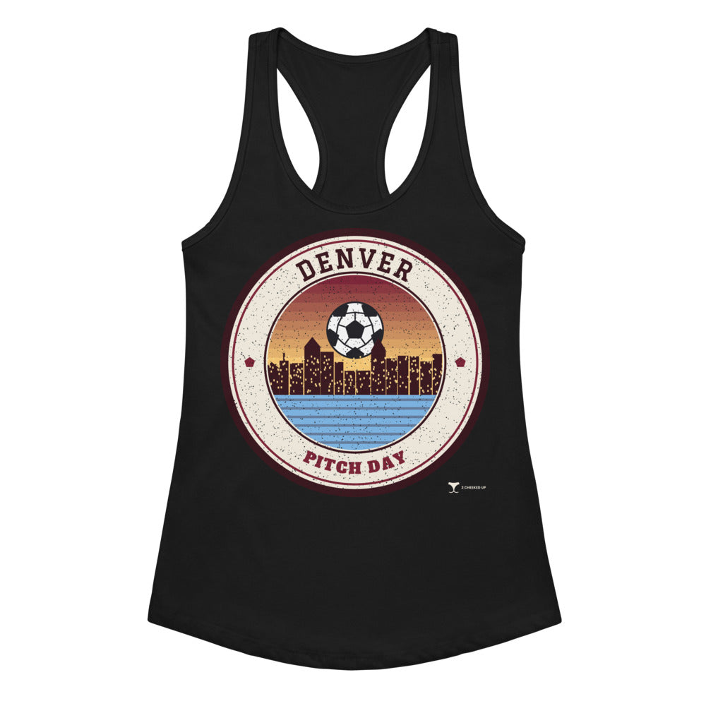 Women's Denver Pitch Day Racerback Tank in Black, front view