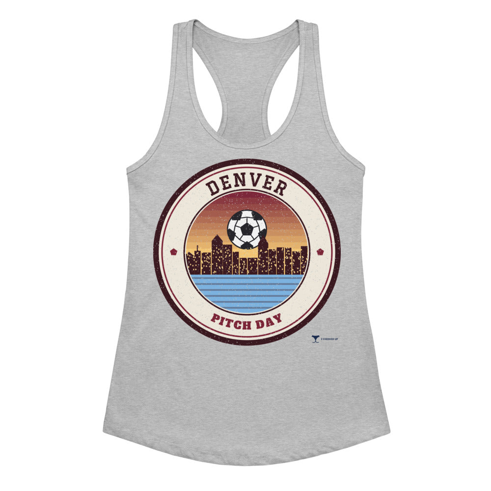 Women's Denver Pitch Day Racerback Tank in Heather Gray, front view