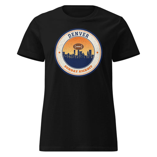 Women's Denver Sunday Kickoff Fitted Tee in Black, front view