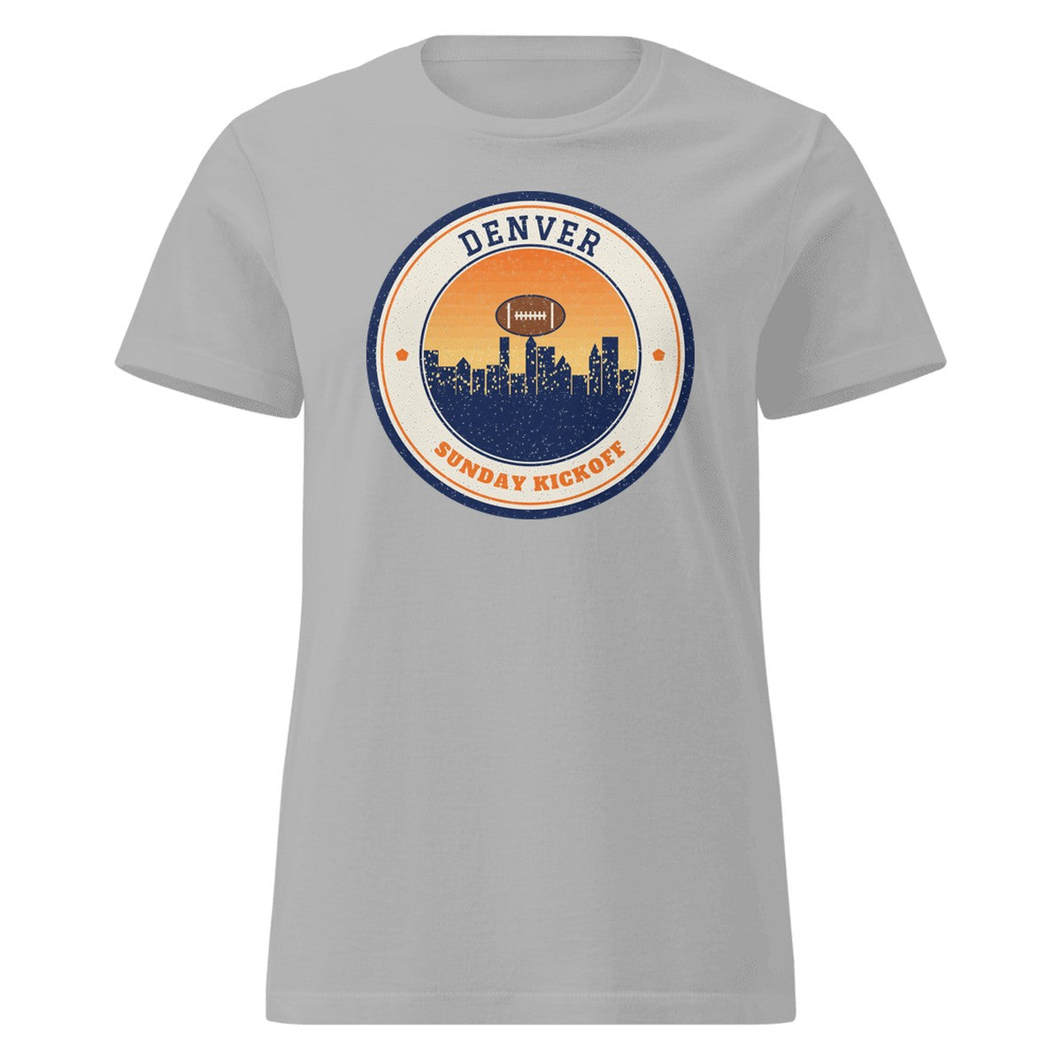 Women's Denver Sunday Kickoff Fitted Tee in Sport Grey, front view