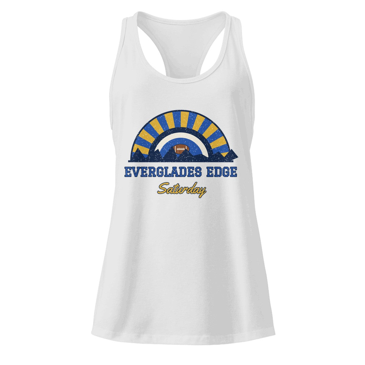 Women's Everglades Edge Saturday Racerback Tank in Heather Gray, front view