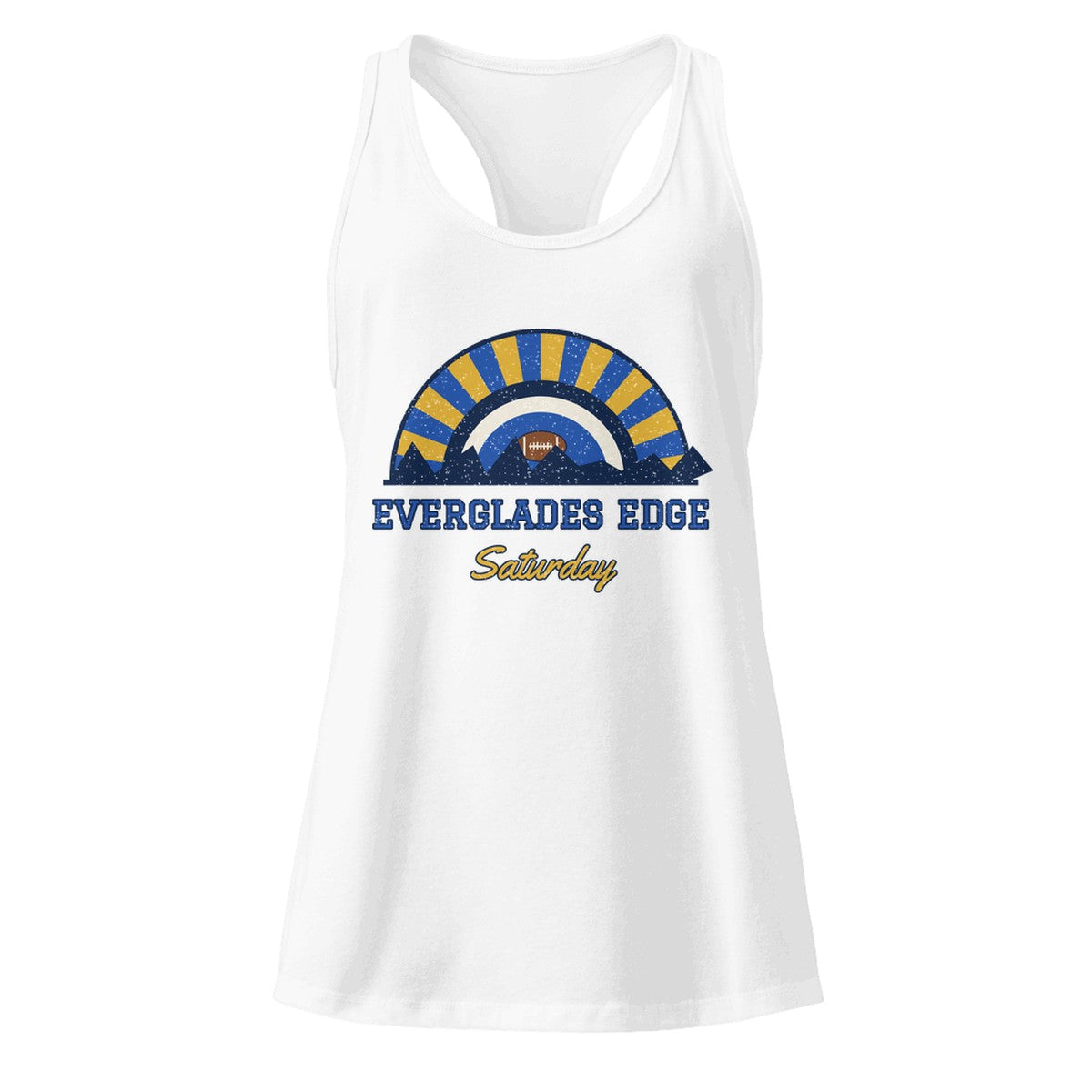 Women's Everglades Edge Saturday Racerback Tank in White, front view