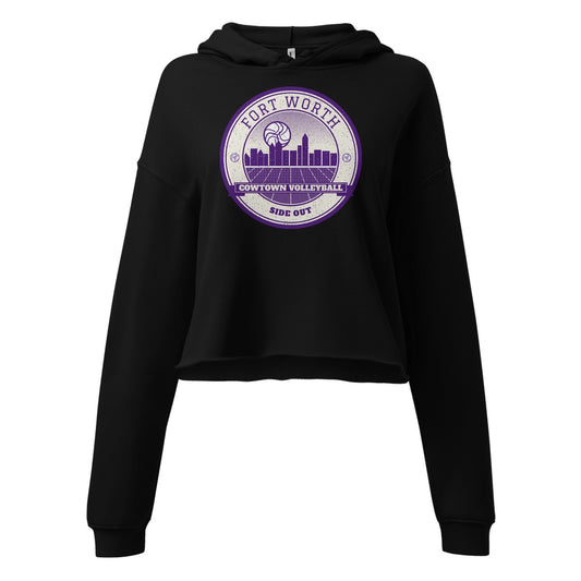 Fort Worth Cowtown Volleyball Women's Cropped Hoodie in Black, front view