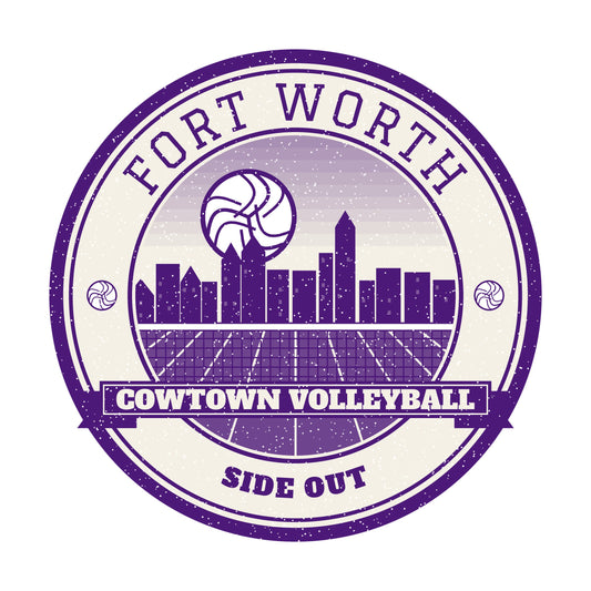 Fort Worth Cowtown volleyball badge graphic