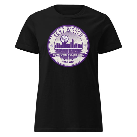 Fort Worth Cowtown Volleyball Women's Fitted Tee in Black, front view