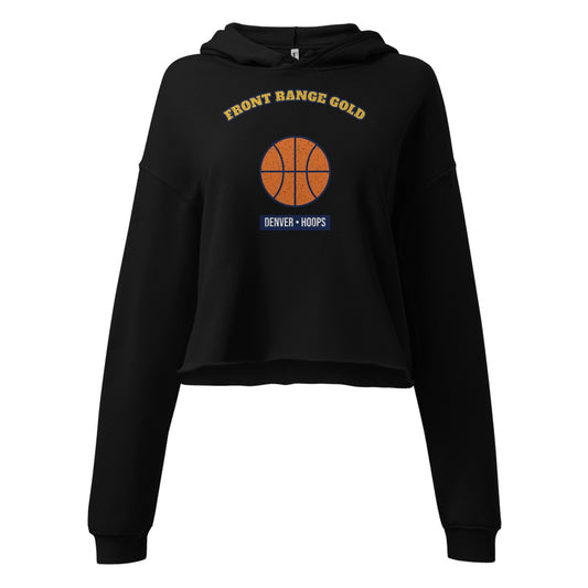 Women's Front Range Gold Hoops Cropped Hoodie in Black, front view