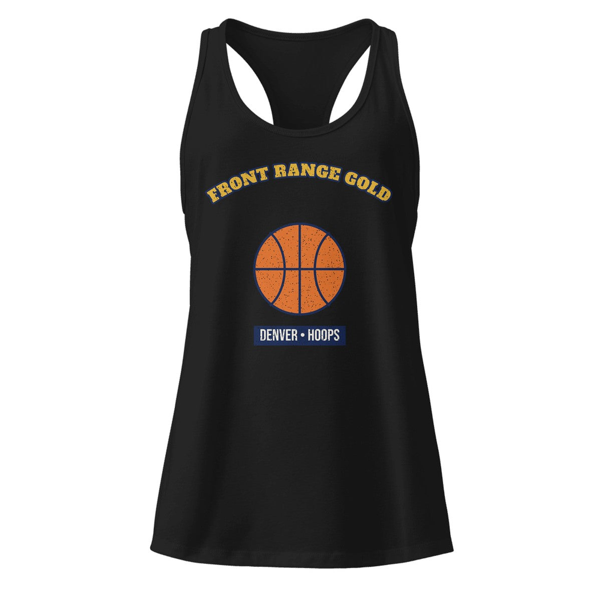Women's Front Range Gold Hoops Racerback Tank in Black, front view