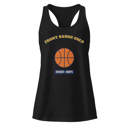 Women's Front Range Gold Hoops Racerback Tank in Black, front view