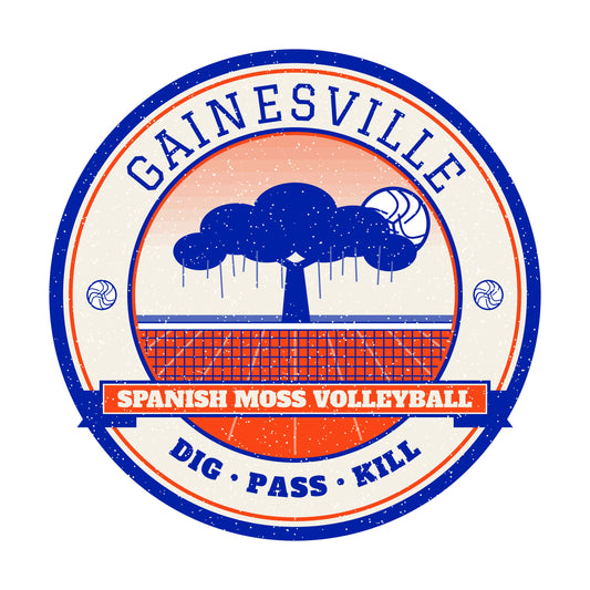 Gainesville Spanish Moss volleyball badge graphic