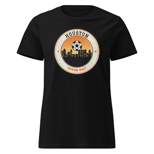 Women's Houston Pitch Day Fitted Tee in Black, front view