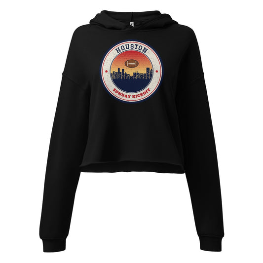 Women's Houston Sunday Kickoff Cropped Hoodie in Black, front view