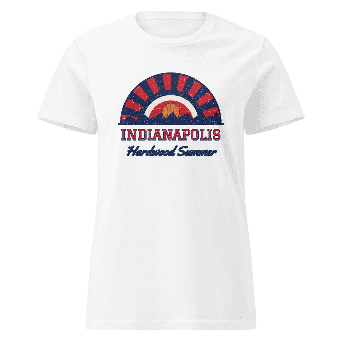 Women's Indianapolis Hardwood Summer Fitted Tee in White, front view