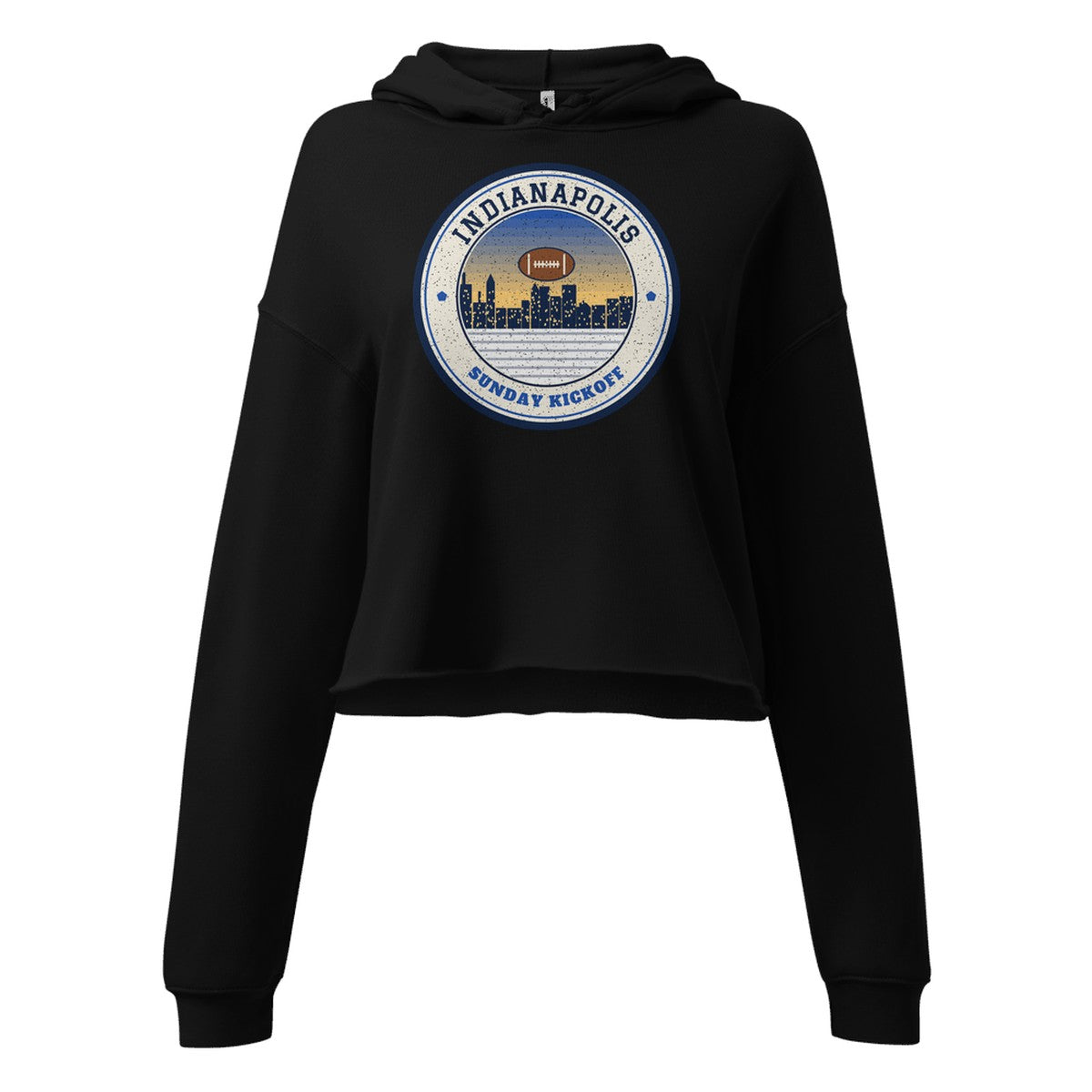 Women's Indianapolis Sunday Kickoff Cropped Hoodie in Black, front view