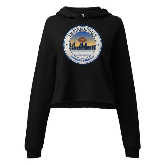 Women's Indianapolis Sunday Kickoff Cropped Hoodie in Black, front view