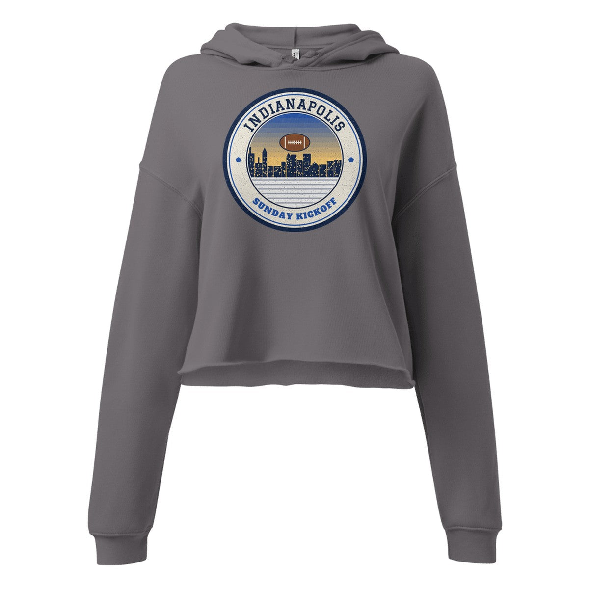 Women's Indianapolis Sunday Kickoff Cropped Hoodie in Storm, front view