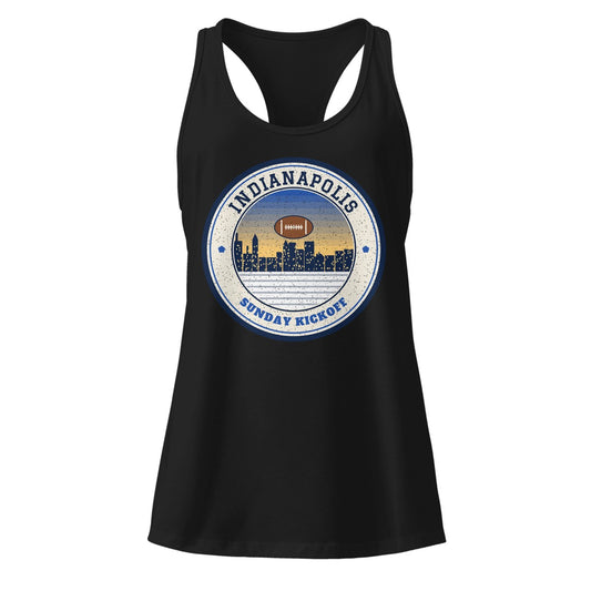 Women's Indianapolis Sunday Kickoff Racerback Tank in Black, front view