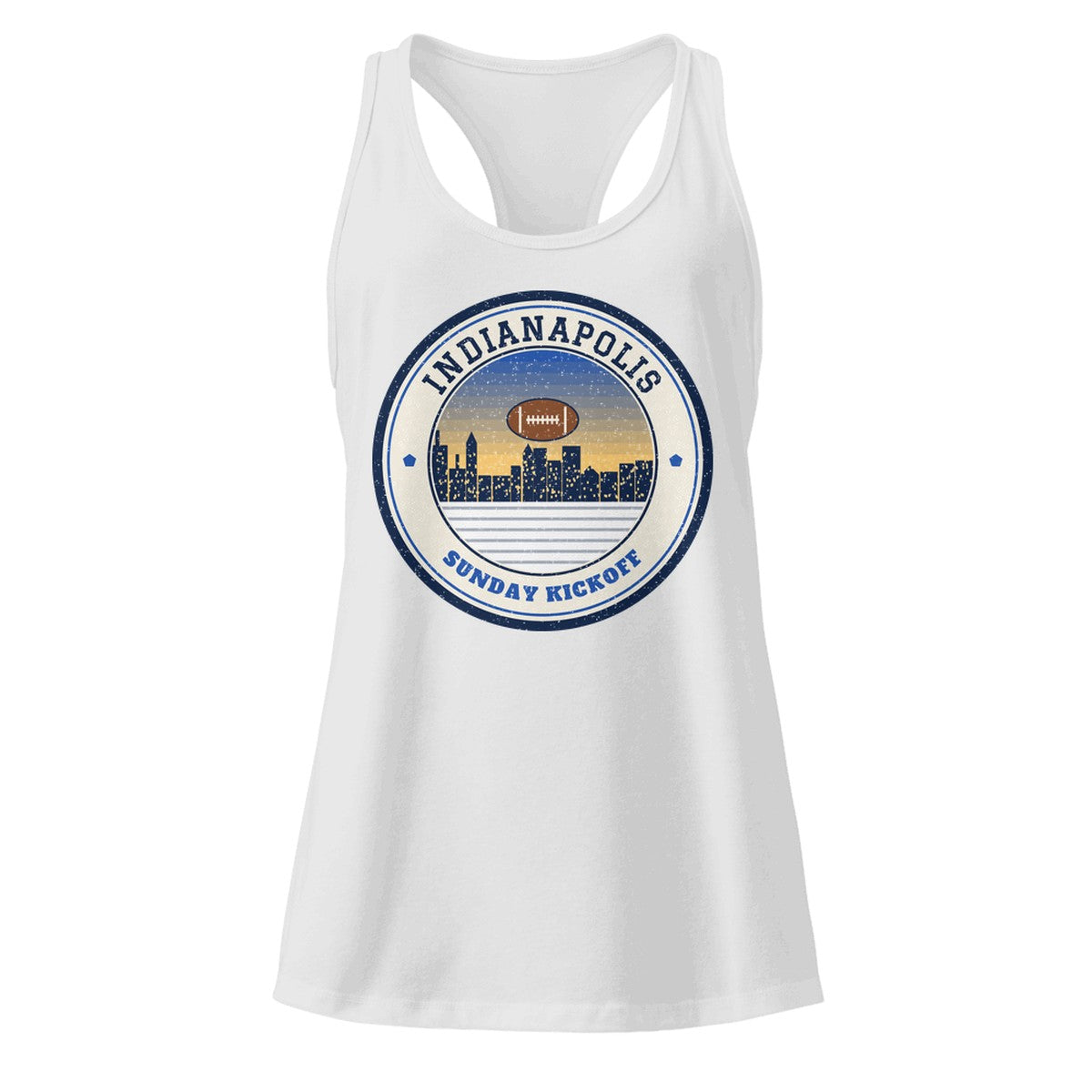 Women's Indianapolis Sunday Kickoff Racerback Tank in Heather Gray, front view