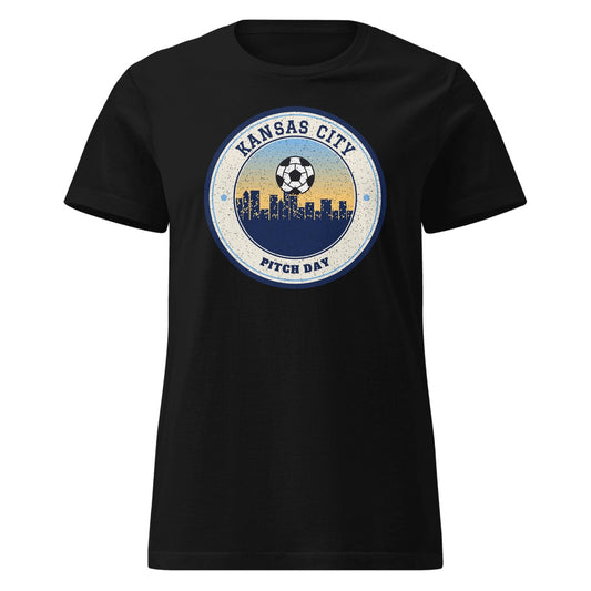 Women's Kansas City Pitch Day Fitted Tee in Black, front view