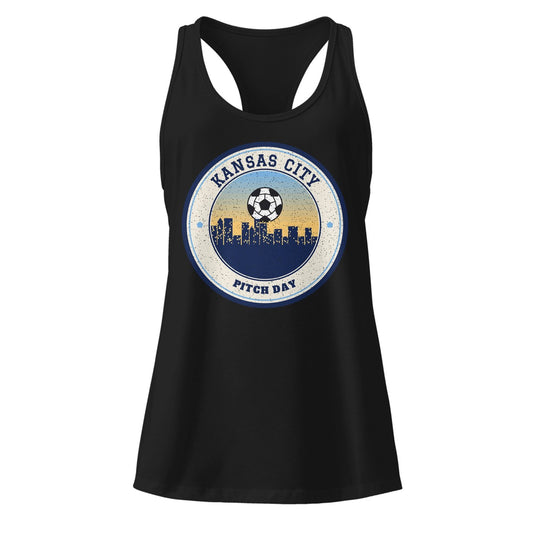 Women's Kansas City Pitch Day Racerback Tank in Black, front view