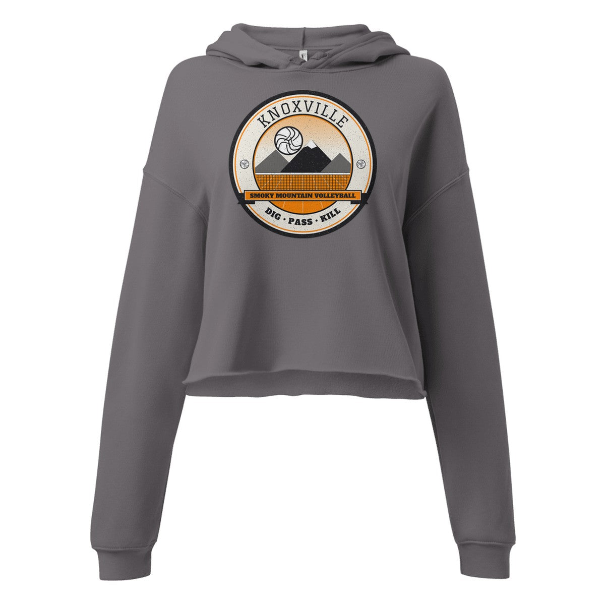 Knoxville Smoky Mountain Volleyball Women's Cropped Hoodie in Storm, front view