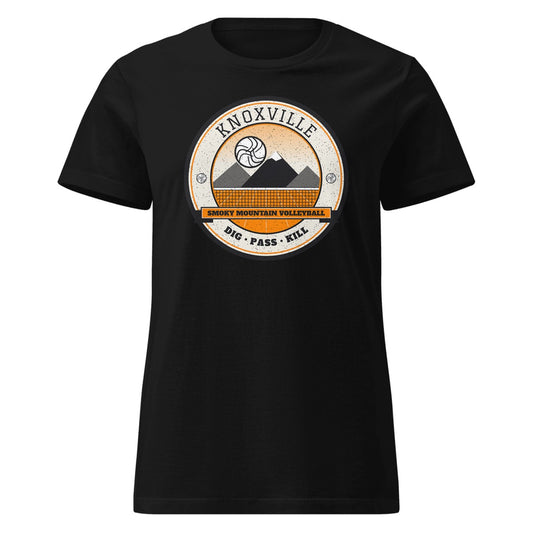 Knoxville Smoky Mountain Volleyball Women's Fitted Tee in Black, front view