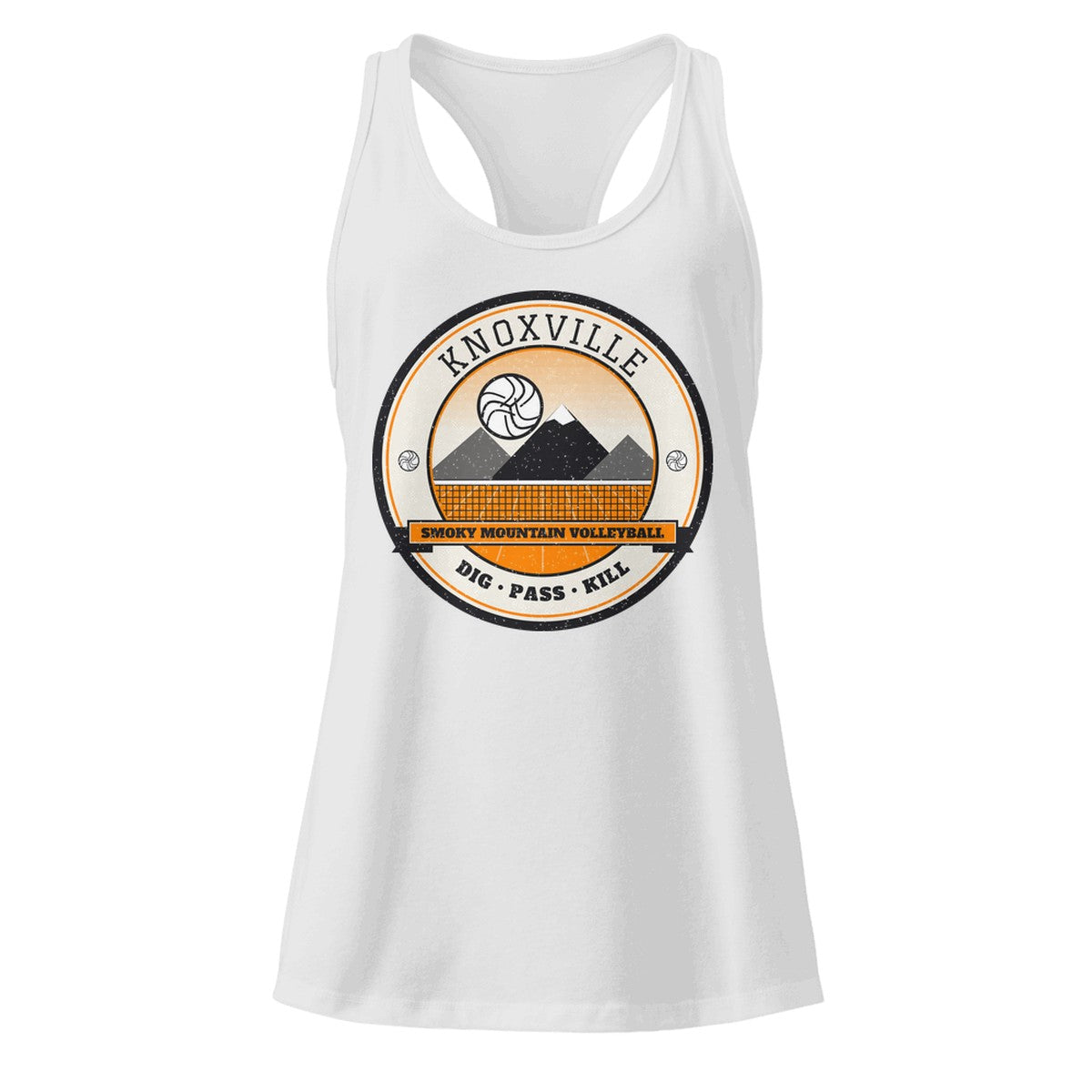 Knoxville Smoky Mountain Volleyball Women's Racerback Tank in Heather Gray, front view