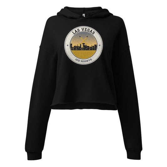 Women's Las Vegas Ice Nights Cropped Hoodie in Black, front view