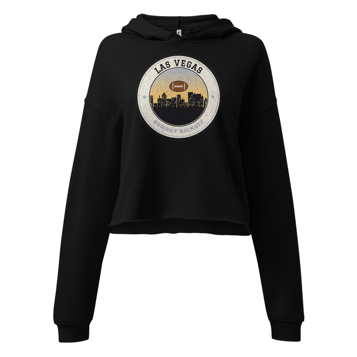 Women's Las Vegas Sunday Kickoff Cropped Hoodie in Black, front view