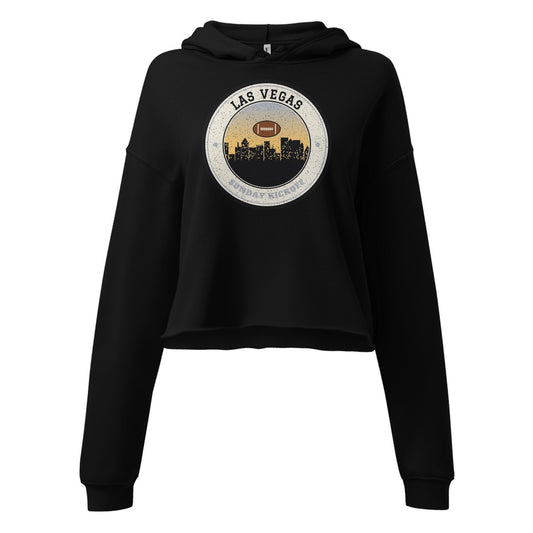 Women's Las Vegas Sunday Kickoff Cropped Hoodie in Black, front view