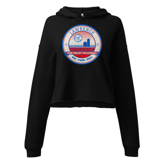 Lawrence Kaw Valley Volleyball Women's Cropped Hoodie in Black, front view