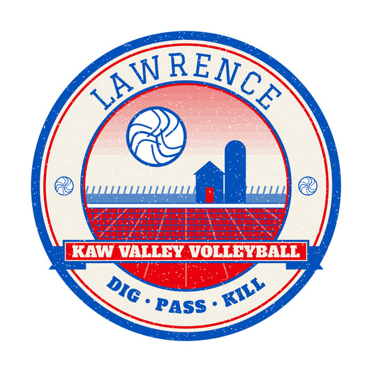 Lawrence Kaw Valley volleyball badge graphic