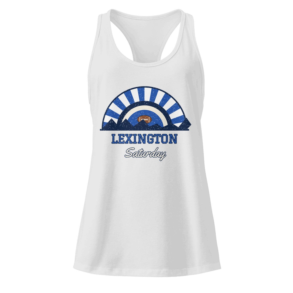 Women's Lexington Saturday Racerback Tank in Heather Gray, front view