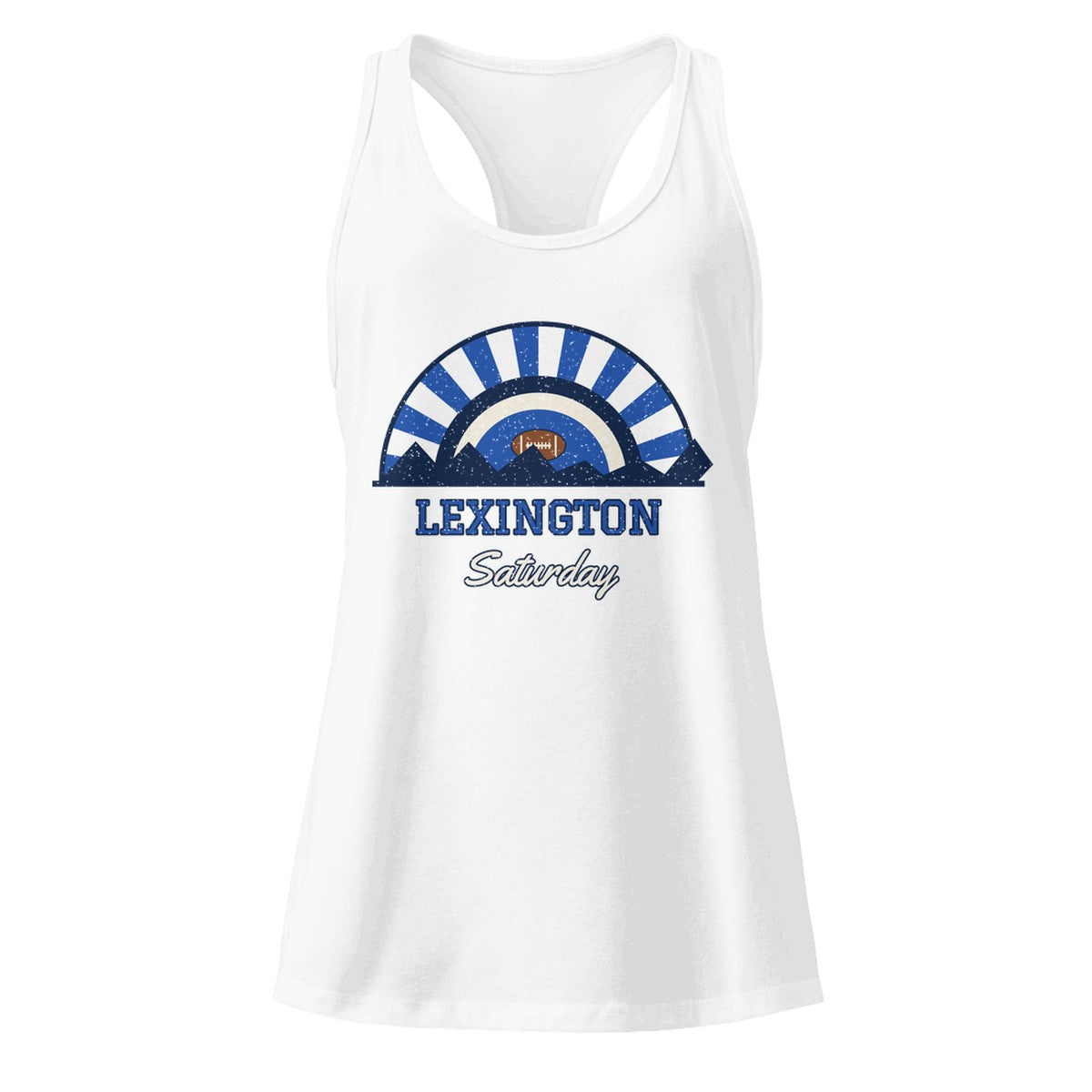 Women's Lexington Saturday Racerback Tank in White, front view