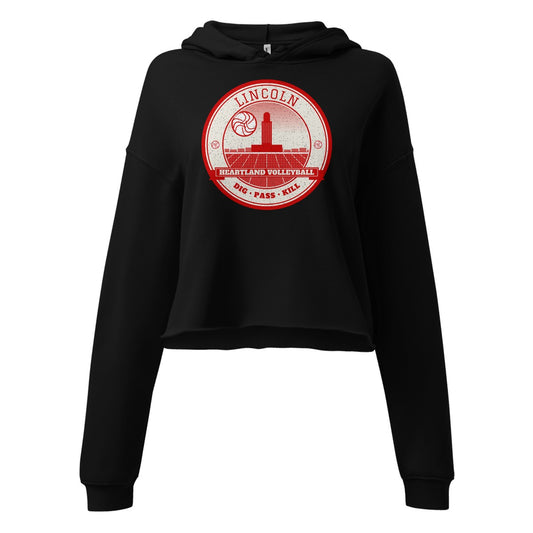 Lincoln Heartland Volleyball Women's Cropped Hoodie in Black, front view