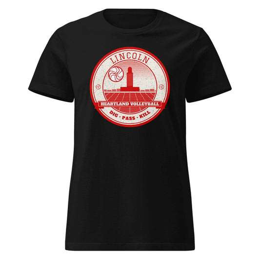 Lincoln Heartland Volleyball Women's Fitted Tee in Black, front view