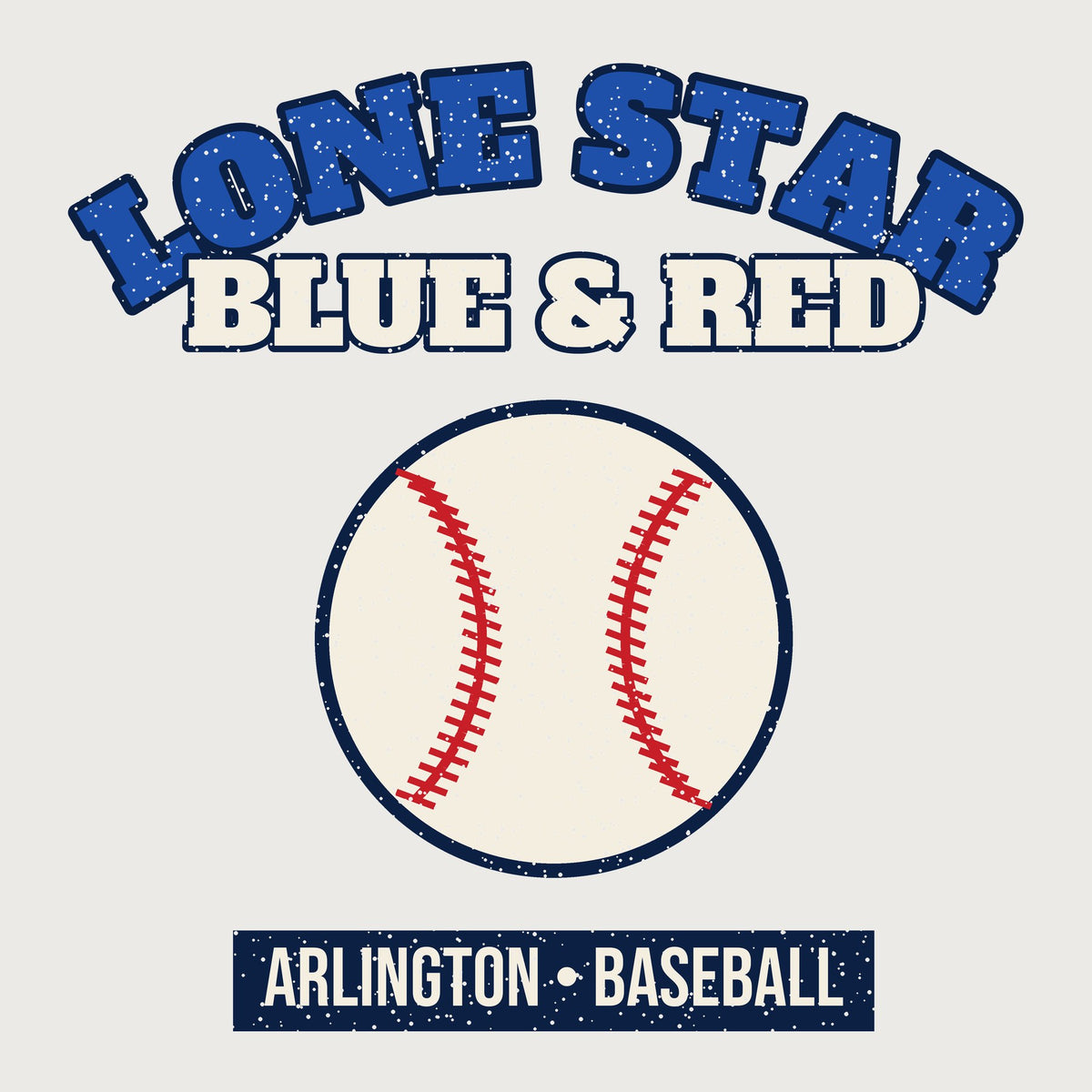 Lone Star Blue & Red Baseball Tee graphic