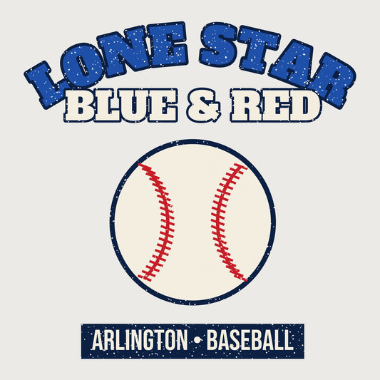 Women's Lone Star Blue & Red Baseball Tee graphic