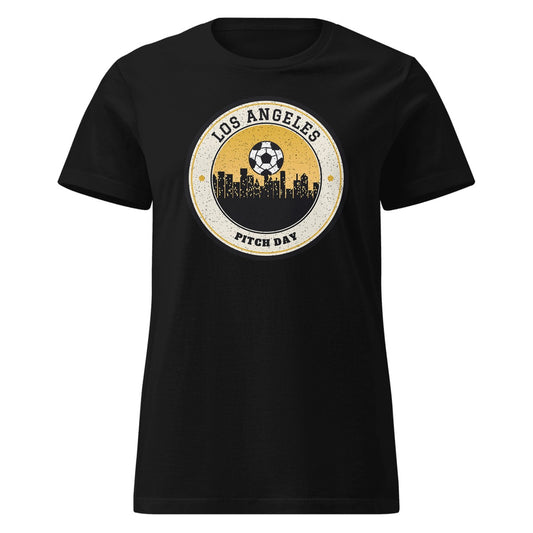 Women's Los Angeles Downtown Pitch Day Fitted Tee in Black, front view