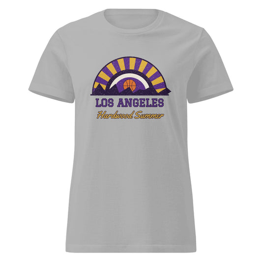 Women's Los Angeles Hardwood Summer Fitted Tee in Sport Grey, front view