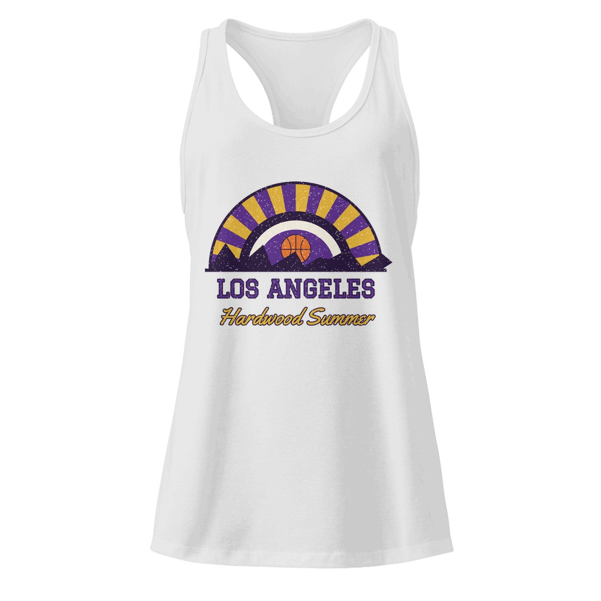 Women's Los Angeles Hardwood Summer Racerback Tank in Heather Gray, front view