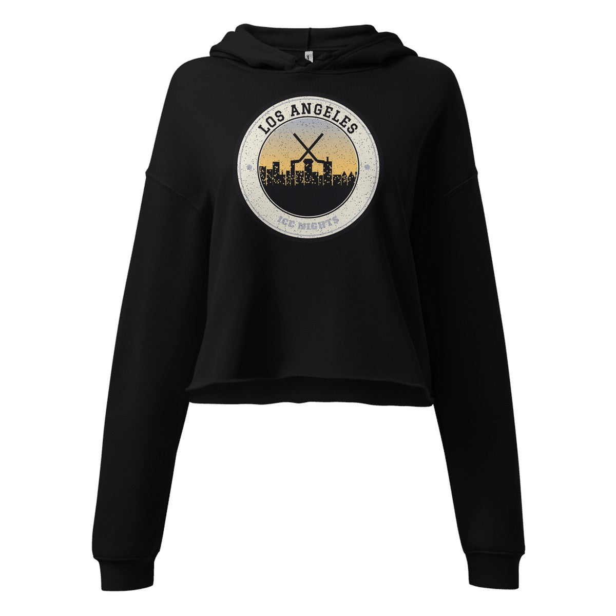 Women's Los Angeles Ice Nights Cropped Hoodie in Black, front view