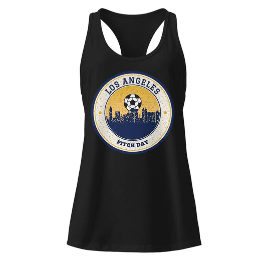 Women's Los Angeles Pacific Pitch Day Racerback Tank in Black, front view