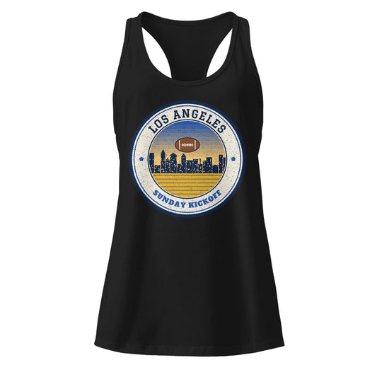 Women's Los Angeles Sunday Kickoff Racerback Tank in Black, front view