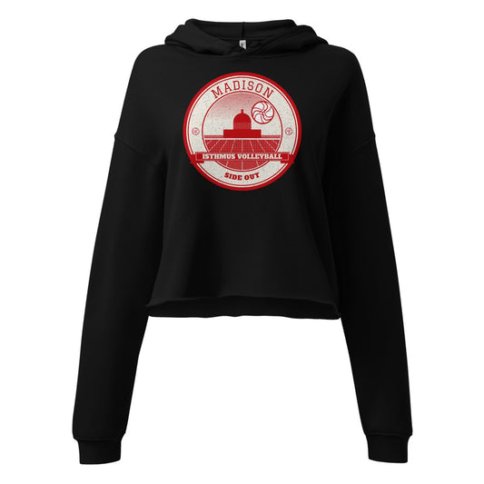 Madison Isthmus Volleyball Women's Cropped Hoodie in Black, front view
