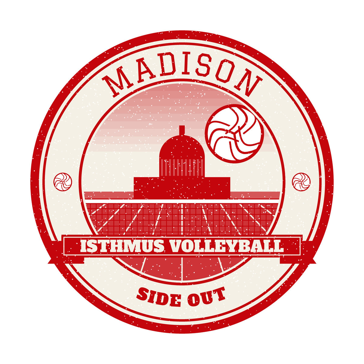 Madison Isthmus volleyball badge graphic