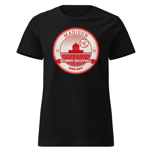 Madison Isthmus Volleyball Women's Fitted Tee in Black, front view