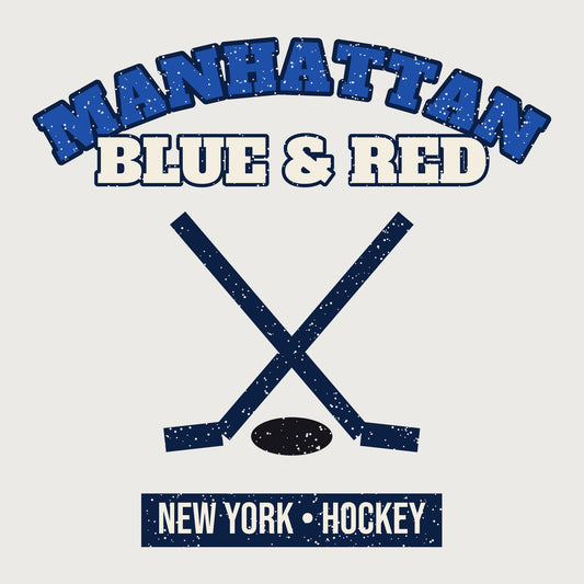 Manhattan Blue & Red Hockey Hoodie graphic